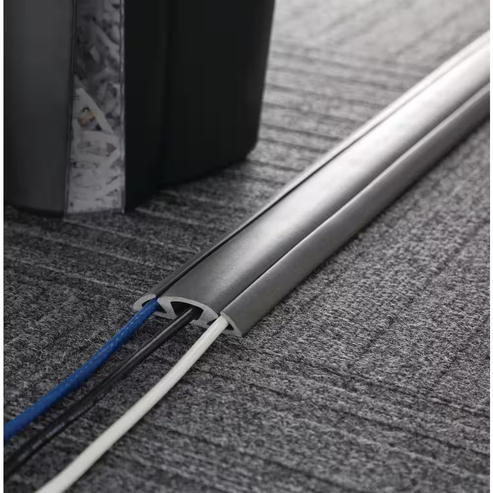 15 Ft. Cord Protector with 3-Channel, Dark Gray
