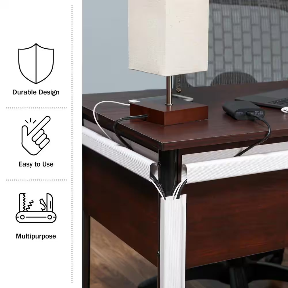 16 In. J Channel Desk Cable Organizer in White (5-Pack)