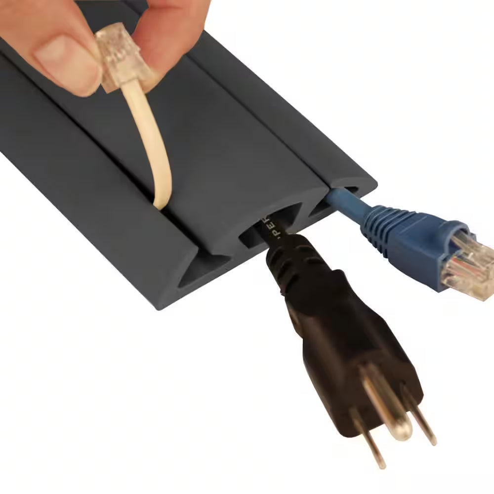 15 Ft. Cord Protector with 3-Channel, Dark Gray